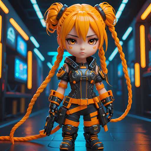 UHD, 8K, ultra detailed, a cinematic photograph of A chibi cyberpunk seductress, her hair styled into a messy braid of neon orange and yellow, her eyes glowing with a playful mischief. Her outfit is a combination of a sailor suit and tactical armor, held together by intricate straps. She holds a holographic anchor in one hand, her other hand on the handle. In the style of Yoshitaka Amano (a nod to your earlier request)., beautiful lighting, great composition-ugly, deformed, noisy, blurrySteps: 8, Sampler: DPM++ SDE Karras, Guidance Scale: 1.8, Seed: 1964614880, Size: 1024x1024, Model: fitcordermix_turbo_f16.ckpt, Strength: 1.0, Seed Mode: Scale Alike, Upscaler: realesrgan_x2plus_f16.ckpt, Target Size: 1024x1024, Crop: (0, 0), Original Size: 1024x1024, Negative Original Size: 512x512, Aesthetic Score: 6.0, Negative Aesthetic Score: 2.5, Zero Negative Prompt: false