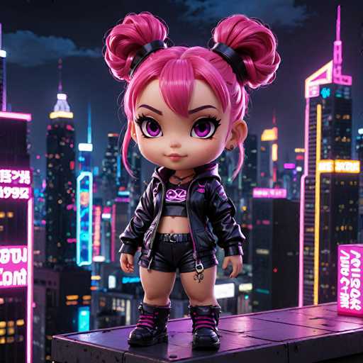 neonpunk style A chibi Niji woman with an amused smirk, her neon pink hair styled in twin buns. She is standing atop a skyscraper, surrounded by a halo of neon lights and the sprawling cityscape below. Her cybernetic wings unfurl behind her, ready to take flight. In the style of H.R. Giger. . cyberpunk, vaporwave, neon, vibes, vibrant, stunningly beautiful, crisp, detailed, sleek, ultramodern, magenta highlights, dark purple shadows, high contrast, cinematic, ultra detailed, intricate, professional-painting, drawing, illustration, glitch, deformed, mutated, cross-eyed, ugly, disfiguredSteps: 10, Sampler: DPM++ SDE Karras, Guidance Scale: 2.0, Seed: 4284708665, Size: 1024x1024, Model: realvisxlv40_v40lightningbakedvae_f16.ckpt, Strength: 1.0, Seed Mode: Scale Alike, Upscaler: realesrgan_x2plus_f16.ckpt, Target Size: 1024x1024, Crop: (0, 0), Original Size: 1024x1024, Negative Original Size: 512x512, Aesthetic Score: 6.0, Negative Aesthetic Score: 2.5, Zero Negative Prompt: false