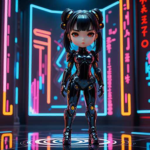 UHD, 8K, ultra detailed A chibi cyberpunk seductress standing before a large holographic screen, her image reflected in its surface. Her cybernetic enhancements are intricately detailed, and she wears a sleek black bodysuit that leaves little to the imagination. She holds a holographic fan that flickers with neon lights. In the style of Katsuhiro Otomo., beautiful lighting, great composition-ugly, noisy, blurrySteps: 10, Sampler: DPM++ SDE Karras, Guidance Scale: 2.0, Seed: 240357686, Size: 1024x1024, Model: ultraspice_v16_f16.ckpt, Strength: 1.0, Seed Mode: Scale Alike, Upscaler: realesrgan_x2plus_f16.ckpt, Target Size: 1024x1024, Crop: (0, 0), Original Size: 1024x1024, Negative Original Size: 512x512, Aesthetic Score: 6.0, Negative Aesthetic Score: 2.5, Zero Negative Prompt: false