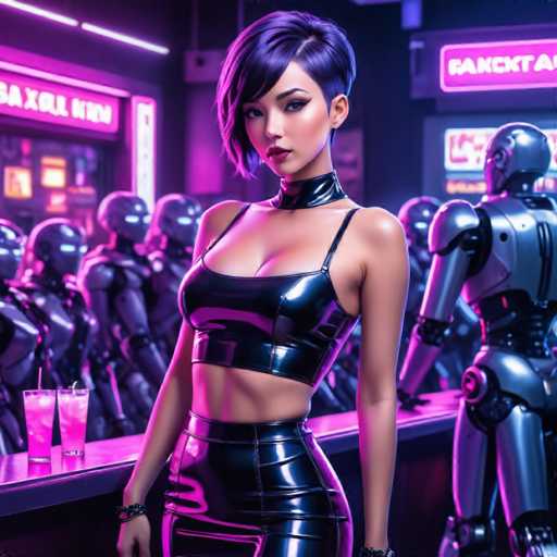 Cyber-punk girl in bar