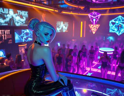 Girls in cyberpunk nightclub