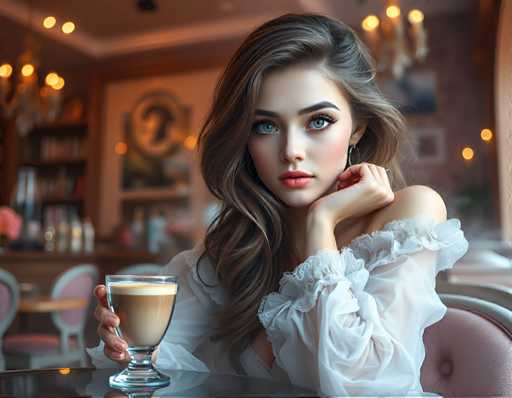 Beautiful woman in a café