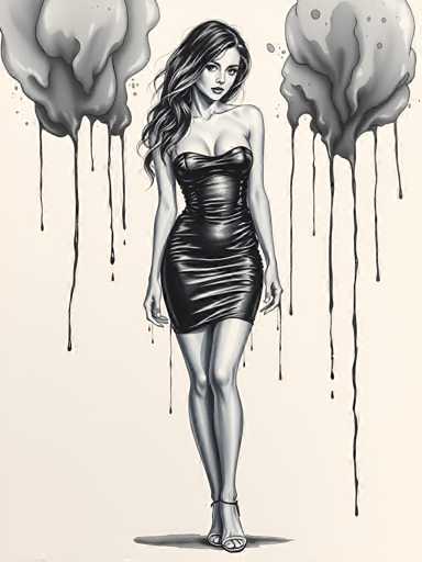 Ink Dripping Drawing of a seductive young woman wearing a bodycon mini dress and high heels, ink drawing, dripping ink, UHD, 8K, ultra detailed, beautiful lighting, great compositionSteps: 5, Sampler: DPM++ 2M Trailing, Guidance Scale: 1.0, Seed: 3569703856, Size: 768x1024, Model: flux_1_schnell_q5p.ckpt, Strength: 1.0, Seed Mode: Scale Alike, Upscaler: realesrgan_x2plus_f16.ckpt, CLIP Skip: 2