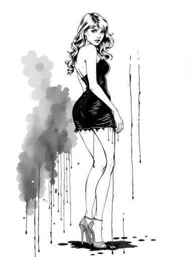 Ink Dripping Drawing of a seductive young woman wearing a  mini dress and high heels, ink drawing, dripping inkSteps: 5, Sampler: DPM++ 2M Trailing, Guidance Scale: 1.0, Seed: 195377761, Size: 768x1024, Model: flux_1_schnell_q5p.ckpt, Strength: 1.0, Seed Mode: Scale Alike, Upscaler: realesrgan_x2plus_f16.ckpt, CLIP Skip: 2