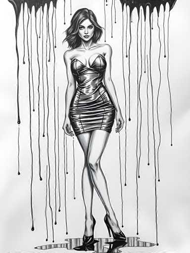 Ink Dripping Drawing of a seductive young woman wearing a bodycon mini dress and high heels, ink drawing, dripping ink, UHD, 8K, ultra detailed, beautiful lighting, great compositionSteps: 5, Sampler: DPM++ 2M Trailing, Guidance Scale: 1.0, Seed: 3630904919, Size: 768x1024, Model: flux_1_schnell_q5p.ckpt, Strength: 1.0, Seed Mode: Scale Alike, Upscaler: realesrgan_x2plus_f16.ckpt, CLIP Skip: 2