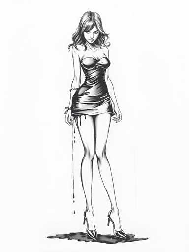 Ink Dripping Drawing of a seductive young woman wearing a  mini dress and high heels, ink drawing, dripping inkSteps: 5, Sampler: DPM++ 2M Trailing, Guidance Scale: 1.0, Seed: 1586756958, Size: 768x1024, Model: flux_1_schnell_q5p.ckpt, Strength: 1.0, Seed Mode: Scale Alike, Upscaler: realesrgan_x2plus_f16.ckpt, CLIP Skip: 2