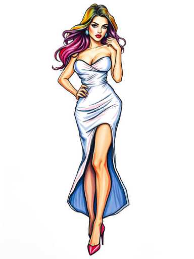 Vibrant marker drawing of a sexy young woman wearing a dress and high heels. Bold outlines, layered colors, textured shading. Illustration style on white paper background. Crisp details, dynamic compositionSteps: 3, Sampler: DPM++ 2M AYS, Guidance Scale: 1.0, Seed: 3498403951, Size: 768x1024, Model: flux_1_schnell_q5p.ckpt, Strength: 1.0, Seed Mode: Scale Alike, Upscaler: realesrgan_x2plus_f16.ckpt, CLIP Skip: 2