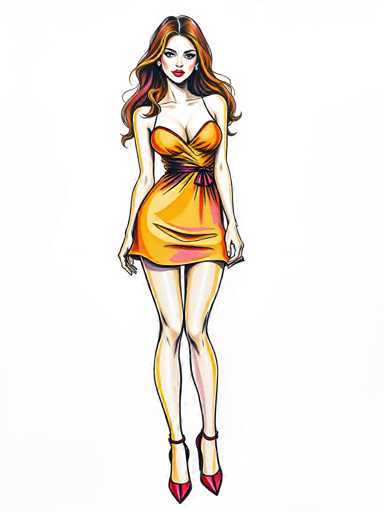 Vibrant marker drawing of a seductive young woman wearing a mini dress and high heels. Bold outlines, layered colors, textured shading. Illustration style on white paper background. Crisp details, dynamic composition, front viewSteps: 3, Sampler: DPM++ 2M Trailing, Guidance Scale: 1.0, Seed: 1609410265, Size: 768x1024, Model: flux_1_schnell_q5p.ckpt, Strength: 1.0, Seed Mode: Scale Alike, Upscaler: realesrgan_x2plus_f16.ckpt, CLIP Skip: 2