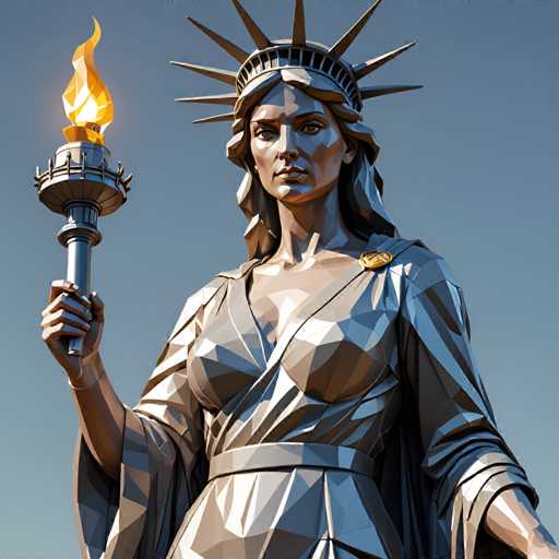 low-poly style A realistic portrait of a woman, dressed in the robes and holding the torch of freedom from the Statue of Liberty. . low-poly game art, polygon mesh, jagged, blocky, wireframe edges, centered composition-noisy, sloppy, messy, grainy, highly detailed, ultra textured, photoSteps: 8, Sampler: DPM++ SDE Karras, Guidance Scale: 1.8, Seed: 2833443928, Size: 1024x1024, Model: dreamshaperxl_lightning_f16.ckpt, Strength: 1.0, Seed Mode: Scale Alike, Upscaler: realesrgan_x2plus_f16.ckpt, Target Size: 1024x1024, Crop: (0, 0), Original Size: 1024x1024, Negative Original Size: 512x512, Aesthetic Score: 6.0, Negative Aesthetic Score: 2.5, Zero Negative Prompt: false