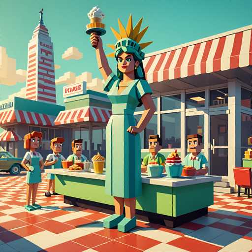 Minecraft style Statue of Liberty as a 1950s diner waitress, serving coffee and pie to a group of aliens at a retro-style drive-in . blocky, pixelated, vibrant colors, recognizable characters and objects, game assets-smooth, realistic, detailed, photorealistic, noise, blurry, deformedSteps: 8, Sampler: DPM++ SDE Karras, Guidance Scale: 1.8, Seed: 1890752397, Size: 1024x1024, Model: ultraspicexl_turbo_v15_f16.ckpt, Strength: 1.0, Seed Mode: Scale Alike, Upscaler: realesrgan_x2plus_f16.ckpt, Target Size: 1024x1024, Crop: (0, 0), Original Size: 1024x1024, Negative Original Size: 512x512, Aesthetic Score: 6.0, Negative Aesthetic Score: 2.5, Zero Negative Prompt: false