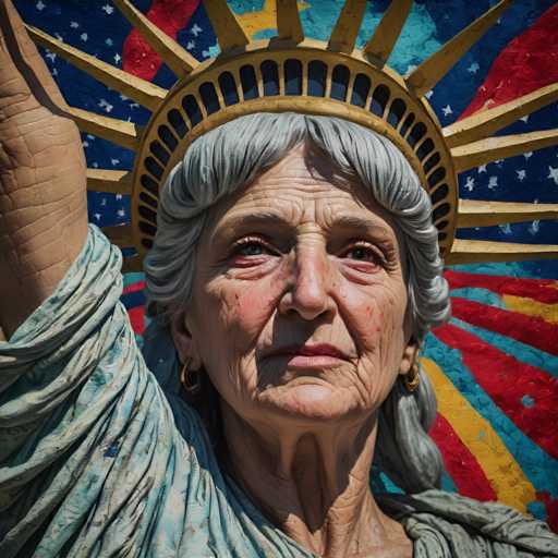 pointillism style A realistic depiction of Lady Liberty as an elderly yet majestic woman, with wrinkles and age spots adorning her face. Her torch still held high in one hand, the other hand on her heart, symbolizing freedom and welcome. . composed entirely of small, distinct dots of color, vibrant, highly detailed-line drawing, smooth shading, large color fields, simplisticSteps: 8, Sampler: DPM++ SDE Karras, Guidance Scale: 1.8, Seed: 678708456, Size: 1024x1024, Model: copaxtimelessxl_turbo_v10_f16.ckpt, Strength: 1.0, Seed Mode: Scale Alike, Upscaler: realesrgan_x2plus_f16.ckpt, Target Size: 1024x1024, Crop: (0, 0), Original Size: 1024x1024, Negative Original Size: 512x512, Aesthetic Score: 6.0, Negative Aesthetic Score: 2.5, Zero Negative Prompt: false