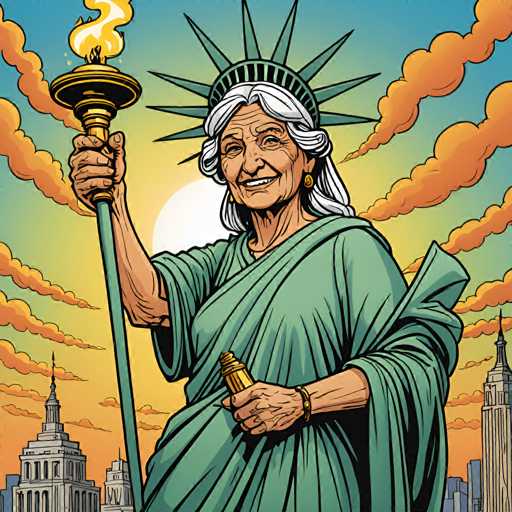 comic An imaginative take on the Statue of Liberty as an elderly woman, still holding her torch high, but with wrinkles and a warm smile, representing wisdom and resilience. . graphic illustration, comic art, graphic novel art, vibrant, highly detailed-photograph, deformed, glitch, noisy, realistic, stock photoSteps: 8, Sampler: DPM++ SDE Karras, Guidance Scale: 1.8, Seed: 373503168, Size: 1024x1024, Model: fitcordermix_turbo_f16.ckpt, Strength: 1.0, Seed Mode: Scale Alike, Upscaler: realesrgan_x2plus_f16.ckpt, Target Size: 1024x1024, Crop: (0, 0), Original Size: 1024x1024, Negative Original Size: 512x512, Aesthetic Score: 6.0, Negative Aesthetic Score: 2.5, Zero Negative Prompt: false