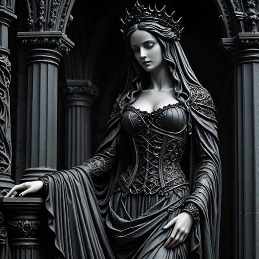 gothic style The intricate details of the statue's robe and drapery are a true masterpiece, showcasing the skill and artistry of its creator. Each fold and crease tells a story, reminding us of the countless souls who have sought refuge under her watchful eye. . dark, mysterious, haunting, dramatic, ornate, detailed-ugly, deformed, noisy, blurry, low contrast, realism, photorealistic, cheerful, optimisticSteps: 8, Sampler: DPM++ SDE Karras, Guidance Scale: 1.8, Seed: 3279293005, Size: 1024x1024, Model: ultraspicexl_turbo_v15_f16.ckpt, Strength: 1.0, Seed Mode: Scale Alike, Upscaler: realesrgan_x2plus_f16.ckpt, Target Size: 1024x1024, Crop: (0, 0), Original Size: 1024x1024, Negative Original Size: 512x512, Aesthetic Score: 6.0, Negative Aesthetic Score: 2.5, Zero Negative Prompt: false