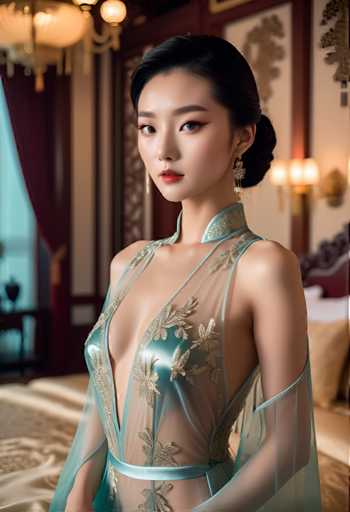 cinematic photo a glamorous young Chinese woman wearing a transparent silk dress in a palace bedroom . 35mm photograph, film, bokeh, professional, 4k, highly detailed-drawing, painting, crayon, sketch, graphite, impressionist, noisy, blurry, soft, deformed, uglySteps: 32, Sampler: DPM++ 2M Karras, Guidance Scale: 7.5, Seed: 3875942811, Size: 832x1216, Model: albedobasexl_v11_f16.ckpt, Strength: 1.0, Seed Mode: Scale Alike, Upscaler: realesrgan_x2plus_f16.ckpt, Target Size: 832x1216, Crop: (0, 0), Original Size: 832x1216, Negative Original Size: 512x576, Aesthetic Score: 6.0, Negative Aesthetic Score: 2.0, Zero Negative Prompt: false