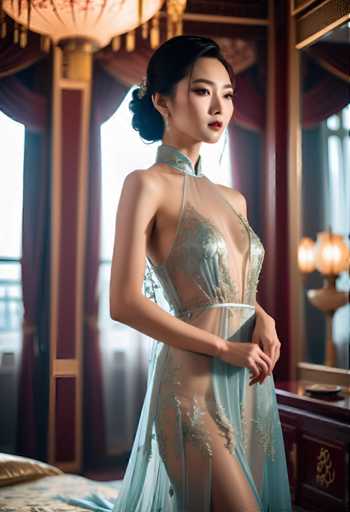 cinematic photo a glamorous young Chinese woman wearing a transparent silk dress in a palace bedroom . 35mm photograph, film, bokeh, professional, 4k, highly detailed-drawing, painting, crayon, sketch, graphite, impressionist, noisy, blurry, soft, deformed, uglySteps: 32, Sampler: DPM++ 2M Karras, Guidance Scale: 7.5, Seed: 4178336375, Size: 832x1216, Model: albedobasexl_v11_f16.ckpt, Strength: 1.0, Seed Mode: Scale Alike, Upscaler: realesrgan_x2plus_f16.ckpt, Target Size: 832x1216, Crop: (0, 0), Original Size: 832x1216, Negative Original Size: 512x576, Aesthetic Score: 6.0, Negative Aesthetic Score: 2.0, Zero Negative Prompt: false