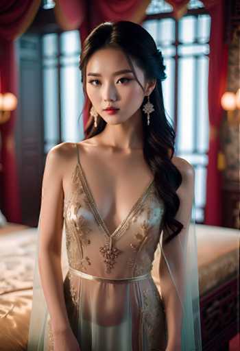 cinematic photo a glamorous young Chinese woman wearing a transparent silk dress in a palace bedroom . 35mm photograph, film, bokeh, professional, 4k, highly detailed-drawing, painting, crayon, sketch, graphite, impressionist, noisy, blurry, soft, deformed, uglySteps: 32, Sampler: DPM++ 2M Karras, Guidance Scale: 7.5, Seed: 226021443, Size: 832x1216, Model: albedobasexl_v11_f16.ckpt, Strength: 1.0, Seed Mode: Scale Alike, Upscaler: realesrgan_x2plus_f16.ckpt, Target Size: 832x1216, Crop: (0, 0), Original Size: 832x1216, Negative Original Size: 512x576, Aesthetic Score: 6.0, Negative Aesthetic Score: 2.0, Zero Negative Prompt: false