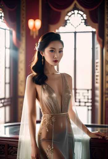 cinematic photo a glamorous young Chinese woman wearing a transparent silk dress in a palace bedroom . 35mm photograph, film, bokeh, professional, 4k, highly detailed-drawing, painting, crayon, sketch, graphite, impressionist, noisy, blurry, soft, deformed, uglySteps: 32, Sampler: DPM++ 2M Karras, Guidance Scale: 7.5, Seed: 4099720176, Size: 832x1216, Model: albedobasexl_v11_f16.ckpt, Strength: 1.0, Seed Mode: Scale Alike, Upscaler: realesrgan_x2plus_f16.ckpt, Target Size: 832x1216, Crop: (0, 0), Original Size: 832x1216, Negative Original Size: 512x576, Aesthetic Score: 6.0, Negative Aesthetic Score: 2.0, Zero Negative Prompt: false