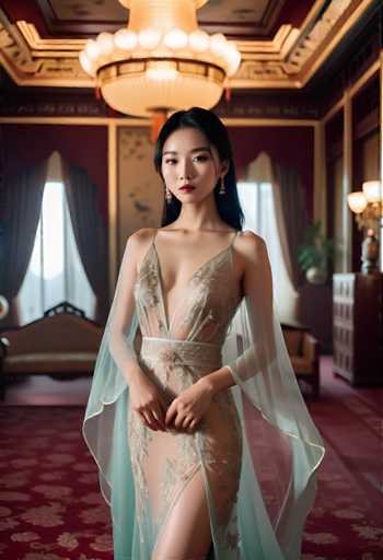 cinematic photo a glamorous young Chinese woman wearing a transparent silk dress in a palace bedroom . 35mm photograph, film, bokeh, professional, 4k, highly detailed-drawing, painting, crayon, sketch, graphite, impressionist, noisy, blurry, soft, deformed, uglySteps: 32, Sampler: DPM++ 2M Karras, Guidance Scale: 7.5, Seed: 1208654900, Size: 832x1216, Model: albedobasexl_v11_f16.ckpt, Strength: 1.0, Seed Mode: Scale Alike, Upscaler: realesrgan_x2plus_f16.ckpt, Target Size: 832x1216, Crop: (0, 0), Original Size: 832x1216, Negative Original Size: 512x576, Aesthetic Score: 6.0, Negative Aesthetic Score: 2.0, Zero Negative Prompt: false