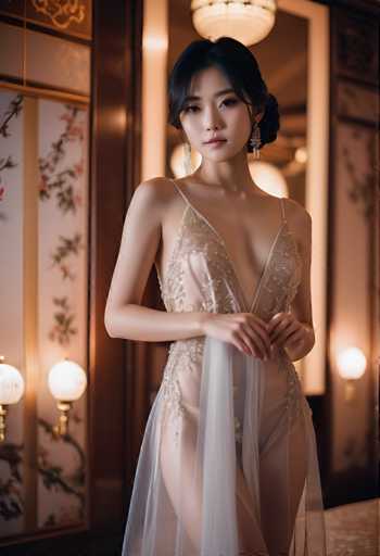 cinematic photo a glamorous 18years japanese girl wearing a transparent silk dress in a palace bedroom . 35mm photograph, film, bokeh, professional, 4k, highly detailed-drawing, painting, crayon, sketch, graphite, impressionist, noisy, blurry, soft, deformed, uglySteps: 32, Sampler: DPM++ 2M Karras, Guidance Scale: 7.5, Seed: 4202462003, Size: 832x1216, Model: realvisxlv20_f16.ckpt, Strength: 1.0, Seed Mode: Scale Alike, Upscaler: realesrgan_x2plus_f16.ckpt, Target Size: 832x1216, Crop: (0, 0), Original Size: 832x1216, Negative Original Size: 512x576, Aesthetic Score: 6.0, Negative Aesthetic Score: 2.0, Zero Negative Prompt: false