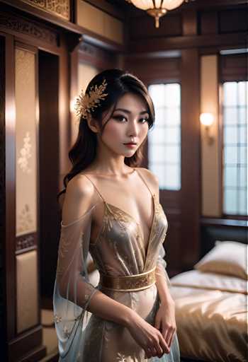 cinematic photo a glamorous young japanese woman wearing a transparent silk dress in a palace bedroom . 35mm photograph, film, bokeh, professional, 4k, highly detailed-drawing, painting, crayon, sketch, graphite, impressionist, noisy, blurry, soft, deformed, uglySteps: 32, Sampler: DPM++ 2M Karras, Guidance Scale: 7.5, Seed: 1910394127, Size: 832x1216, Model: fenrisxl_145_f16.ckpt, Strength: 1.0, Seed Mode: Scale Alike, Upscaler: realesrgan_x2plus_f16.ckpt, Target Size: 832x1216, Crop: (0, 0), Original Size: 832x1216, Negative Original Size: 512x576, Aesthetic Score: 6.0, Negative Aesthetic Score: 2.0, Zero Negative Prompt: false