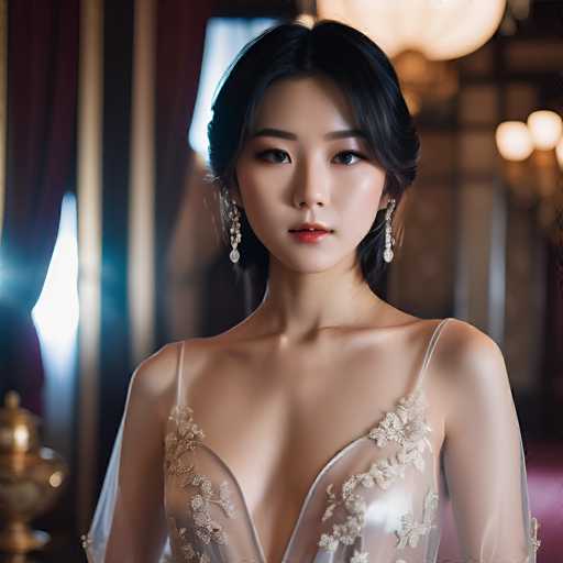 Japanese girl in silk dress