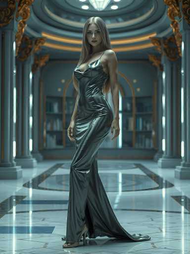 Woman in metallic gown