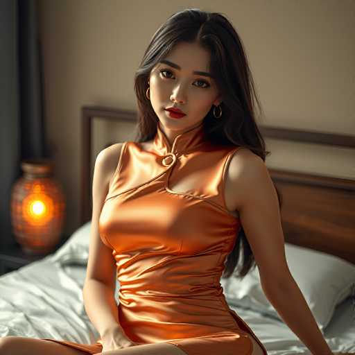 a seductive young realistic android woman wearing a Sleeveless satin Cheongsam with a hip split on her bed. UHD, 8K, ultra detailed, cinematic, sharp focus, hyper-realistic, beautiful lighting, great compositionSteps: 5, Sampler: DPM++ 2M Trailing, Guidance Scale: 1.0, Seed: 2189353401, Size: 1024x1024, Model: flux_1_schnell_q5p.ckpt, Strength: 1.0, Seed Mode: Scale Alike, Upscaler: realesrgan_x2plus_f16.ckpt, CLIP Skip: 2