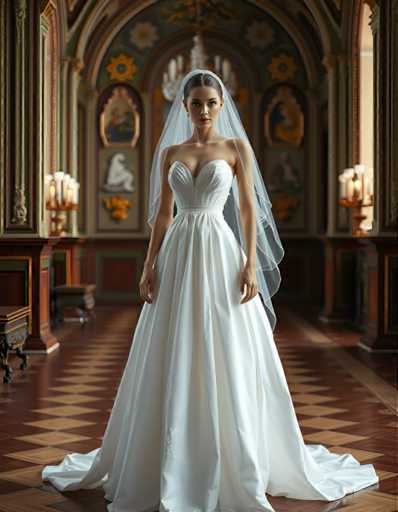 editorial fashion full body shot of a seductive young realistic android woman wearing a A-Line wedding dress with a veil, standing in a renaissance palace room. UHD, 8K, ultra detailed, cinematic, sharp focus, hyper-realistic, beautiful lighting, great composition, cutting-edge fashion.Steps: 5, Sampler: DPM++ 2M Trailing, Guidance Scale: 1.0, Seed: 786650636, Size: 896x1152, Model: flux_1_schnell_q8p.ckpt, Strength: 1.0, Seed Mode: Scale Alike, Upscaler: realesrgan_x2plus_f16.ckpt