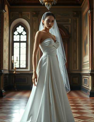 editorial fashion full body shot of a seductive young realistic android woman wearing a A-Line wedding dress with a veil, standing in a renaissance palace room. UHD, 8K, ultra detailed, cinematic, sharp focus, hyper-realistic, beautiful lighting, great composition, cutting-edge fashion.Steps: 5, Sampler: DPM++ 2M Trailing, Guidance Scale: 1.0, Seed: 2839191446, Size: 896x1152, Model: flux_1_schnell_q8p.ckpt, Strength: 1.0, Seed Mode: Scale Alike, Upscaler: realesrgan_x2plus_f16.ckpt