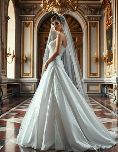 editorial fashion full body shot of a seductive young realistic android woman wearing a ball gown wedding dress with a veil, standing in a Venetian palace room. UHD, 8K, ultra detailed, cinematic, sharp focus, hyper-realistic, beautiful lighting, great composition, cutting-edge fashion.Steps: 5, Sampler: DPM++ 2M Trailing, Guidance Scale: 1.0, Seed: 1785186343, Size: 896x1152, Model: flux_1_schnell_q8p.ckpt, Strength: 1.0, Seed Mode: Scale Alike, Upscaler: realesrgan_x2plus_f16.ckpt