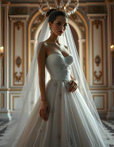 editorial fashion full body shot of a seductive young realistic android woman wearing a ball gown wedding dress with a veil, standing in a Venetian palace room. UHD, 8K, ultra detailed, cinematic, sharp focus, hyper-realistic, beautiful lighting, great composition, cutting-edge fashion.Steps: 5, Sampler: DPM++ 2M Trailing, Guidance Scale: 1.0, Seed: 1735650104, Size: 896x1152, Model: flux_1_schnell_q8p.ckpt, Strength: 1.0, Seed Mode: Scale Alike, Upscaler: realesrgan_x2plus_f16.ckpt