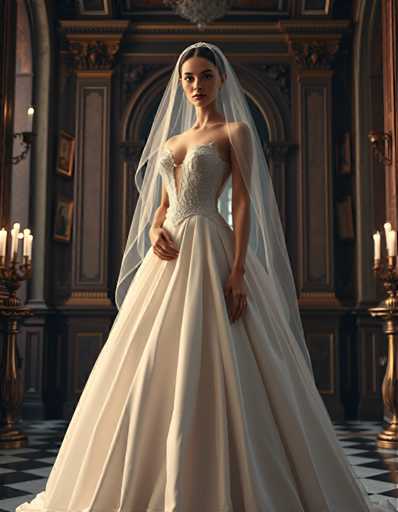 editorial fashion full body shot of a seductive young realistic android woman wearing a ball gown wedding dress with a veil, standing in a Venetian palace room. UHD, 8K, ultra detailed, cinematic, sharp focus, hyper-realistic, beautiful lighting, great composition, cutting-edge fashion.Steps: 5, Sampler: DPM++ 2M Trailing, Guidance Scale: 1.0, Seed: 90636154, Size: 896x1152, Model: flux_1_schnell_q8p.ckpt, Strength: 1.0, Seed Mode: Scale Alike, Upscaler: realesrgan_x2plus_f16.ckpt