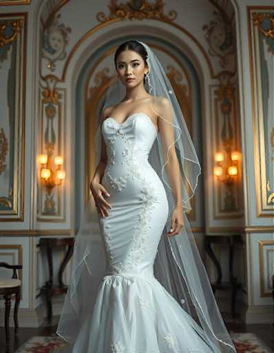 Girl in fishtail wedding dress