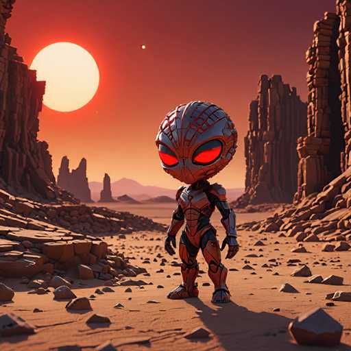 UHD, 8K, ultra detailed, a cinematic photograph of A chibi alien character with a body made entirely of crystals, standing in front of an ancient, crumbling ruin on a desolate planet. The scene is set on a barren planet with a red sun setting in the background. In the style of Zdzisław Beksiński., beautiful lighting, great composition-ugly, deformed, noisy, blurrySteps: 10, Sampler: DPM++ SDE Karras, Guidance Scale: 2.0, Seed: 1506389074, Size: 1024x1024, Model: fitcordermix_fcturbosdxl_f16.ckpt, Strength: 1.0, Seed Mode: Scale Alike, Upscaler: realesrgan_x2plus_f16.ckpt, Target Size: 1024x1024, Crop: (0, 0), Original Size: 1024x1024, Negative Original Size: 512x512, Aesthetic Score: 6.0, Negative Aesthetic Score: 2.5, Zero Negative Prompt: false