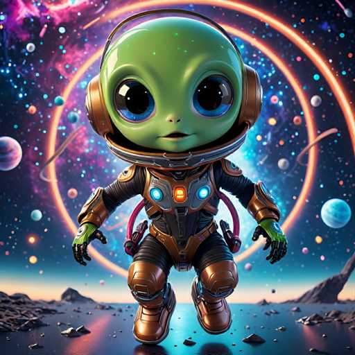 UHD, 8K, ultra detailed, a cinematic photograph of A mischievous, playful chibi alien with a rubber band-powered jetpack and a wacky grin. It's flying through a swirling galaxy filled with colorful stars. In the style of Syd Mead., beautiful lighting, great composition-ugly, deformed, noisy, blurrySteps: 10, Sampler: DPM++ SDE Karras, Guidance Scale: 2.0, Seed: 1473200577, Size: 1024x1024, Model: imaginarium_v10turboboosted_f16.ckpt, Strength: 1.0, Seed Mode: Scale Alike, Upscaler: realesrgan_x2plus_f16.ckpt, Target Size: 1024x1024, Crop: (0, 0), Original Size: 1024x1024, Negative Original Size: 512x512, Aesthetic Score: 6.0, Negative Aesthetic Score: 2.5, Zero Negative Prompt: false