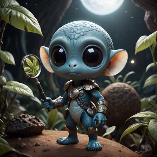 UHD, 8K, ultra detailed, a cinematic photograph of A curious, inquisitive chibi alien with a large proboscis and a magnifying glass. It's examining an unknown plant on an exotic planet. In the style of Gustav Tenggren., beautiful lighting, great composition-ugly, deformed, noisy, blurrySteps: 10, Sampler: DPM++ SDE Karras, Guidance Scale: 2.0, Seed: 639362224, Size: 1024x1024, Model: fenrisxl_sdxllightning_f16.ckpt, Strength: 1.0, Seed Mode: Scale Alike, Upscaler: realesrgan_x2plus_f16.ckpt, Target Size: 1024x1024, Crop: (0, 0), Original Size: 1024x1024, Negative Original Size: 512x512, Aesthetic Score: 6.0, Negative Aesthetic Score: 2.5, Zero Negative Prompt: false