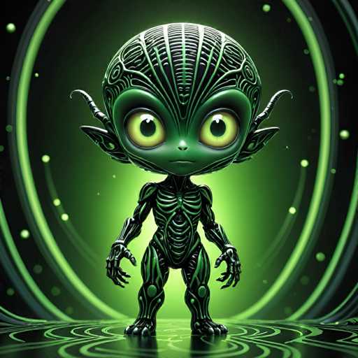 UHD, 8K, ultra detailed, a cinematic photograph of An alien chibi character with multiple limbs, each ending in small, delicate hands. It has bright green eyes and a mischievous grin. Its body is covered in intricate patterns that shimmer in the light. In the style of Giger., beautiful lighting, great composition-ugly, deformed, noisy, blurrySteps: 10, Sampler: DPM++ SDE Karras, Guidance Scale: 2.0, Seed: 1889143107, Size: 1024x1024, Model: artium_v20turboboosted_f16.ckpt, Strength: 1.0, Seed Mode: Scale Alike, Upscaler: realesrgan_x2plus_f16.ckpt, Target Size: 1024x1024, Crop: (0, 0), Original Size: 1024x1024, Negative Original Size: 512x512, Aesthetic Score: 6.0, Negative Aesthetic Score: 2.5, Zero Negative Prompt: false