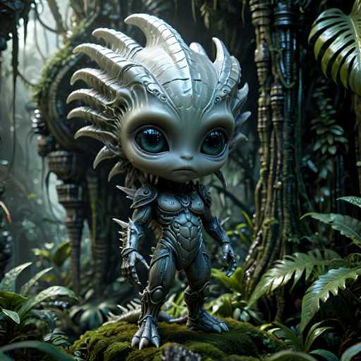 UHD, 8K, ultra detailed, a cinematic photograph of An alien chibi character with a reptilian appearance, but with iridescent scales and large, expressive eyes. It's standing in front of a towering crystal structure, holding a crystal wand. The background shows a lush, tropical jungle filled with exotic plants and creatures. In the style of H.R. Giger and Alan Lee., beautiful lighting, great composition-ugly, deformed, noisy, blurrySteps: 10, Sampler: DPM++ SDE Karras, Guidance Scale: 2.0, Seed: 167807857, Size: 1024x1024, Model: boltningrealistic_v10_f16.ckpt, Strength: 1.0, Seed Mode: Scale Alike, Upscaler: realesrgan_x2plus_f16.ckpt, Target Size: 1024x1024, Crop: (0, 0), Original Size: 1024x1024, Negative Original Size: 512x512, Aesthetic Score: 6.0, Negative Aesthetic Score: 2.5, Zero Negative Prompt: false