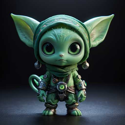 UHD, 8K, ultra detailed, a cinematic photograph of An adorable, wide-eyed, chibi alien with bulbous green skin and oversized ears. Its long, curved arms end in tiny, nimble hands. It wears a colorful bandana around its head and carries a miniaturized high-tech gadget in one hand. In the style of Yoshitaka Amano., beautiful lighting, great composition-ugly, deformed, noisy, blurrySteps: 10, Sampler: DPM++ SDE Karras, Guidance Scale: 2.0, Seed: 3662762519, Size: 1024x1024, Model: boltningrealistic_v10_f16.ckpt, Strength: 1.0, Seed Mode: Scale Alike, Upscaler: realesrgan_x2plus_f16.ckpt, Target Size: 1024x1024, Crop: (0, 0), Original Size: 1024x1024, Negative Original Size: 512x512, Aesthetic Score: 6.0, Negative Aesthetic Score: 2.5, Zero Negative Prompt: false