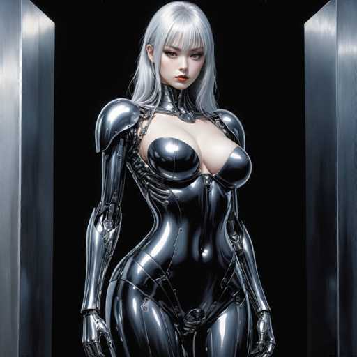 Artwork in the style of (Hajime Sorayama:1.5) a sexy black metal robot girl with big breasts. Her body is entirely made of black metal-HeadphoneSteps: 8, Sampler: DPM++ SDE Karras, Guidance Scale: 2.5, Seed: 170461057, Size: 1280x1280, Model: mexxldimsdxl_lcm_v10_f16.ckpt, Strength: 1.0, Seed Mode: Scale Alike, Hires Fix: true, First Stage Size: 768x768, Second Stage Strength: 0.7, Target Size: 1280x1280, Crop: (0, 0), Original Size: 1280x1280, Negative Original Size: 640x640, Aesthetic Score: 6,0, Negative Aesthetic Score: 2,5, Zero Negative Prompt: false