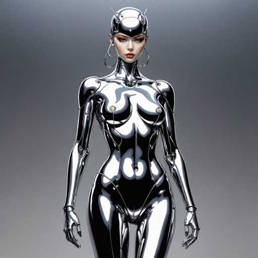 Artwork in the style of (Hajime Sorayama:1.5) a sexy robot woman. Her body is entirely made of black metal-HeadphoneSteps: 8, Sampler: DPM++ SDE Karras, Guidance Scale: 2.5, Seed: 1033800364, Size: 1280x1280, Model: dreamshaperxl_turbo_f16.ckpt, Strength: 1.0, Seed Mode: Scale Alike, Hires Fix: true, First Stage Size: 768x768, Second Stage Strength: 0.7, Target Size: 1280x1280, Crop: (0, 0), Original Size: 1280x1280, Negative Original Size: 640x640, Aesthetic Score: 6,0, Negative Aesthetic Score: 2,5, Zero Negative Prompt: false