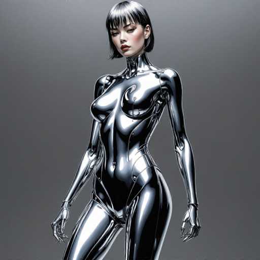 Artwork in the style of (Hajime Sorayama:1.5) a sexy robot woman. Her body is entirely made of black metal-HeadphoneSteps: 8, Sampler: DPM++ SDE Karras, Guidance Scale: 2.5, Seed: 2032938761, Size: 1280x1280, Model: dreamshaperxl_turbo_f16.ckpt, Strength: 1.0, Seed Mode: Scale Alike, Hires Fix: true, First Stage Size: 768x768, Second Stage Strength: 0.7, Target Size: 1280x1280, Crop: (0, 0), Original Size: 1280x1280, Negative Original Size: 640x640, Aesthetic Score: 6,0, Negative Aesthetic Score: 2,5, Zero Negative Prompt: false