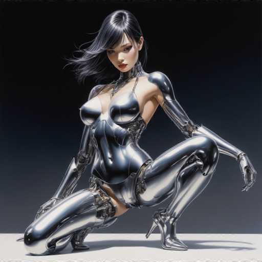 Artwork in the style of (Hajime Sorayama:1.5) a sexy robot woman. Her body is entirely made of black metal-HeadphoneSteps: 8, Sampler: DPM++ SDE Karras, Guidance Scale: 2.5, Seed: 4208195963, Size: 1280x1280, Model: hephaistosnextgen_dpo_v10_f16.ckpt, Strength: 1.0, Seed Mode: Scale Alike, Hires Fix: true, First Stage Size: 768x768, Second Stage Strength: 0.7, Target Size: 1280x1280, Crop: (0, 0), Original Size: 1280x1280, Negative Original Size: 640x640, Aesthetic Score: 6,0, Negative Aesthetic Score: 2,5, Zero Negative Prompt: false