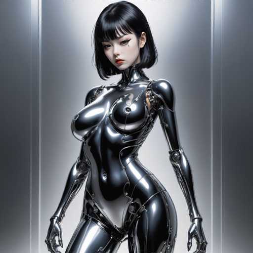 Artwork in the style of (Hajime Sorayama:1.5) a sexy black metal robot girl with big breasts. Her body is entirely made of black metal-HeadphoneSteps: 8, Sampler: DPM++ SDE Karras, Guidance Scale: 2.5, Seed: 4225107632, Size: 1280x1280, Model: mexxldimsdxl_lcm_v10_f16.ckpt, Strength: 1.0, Seed Mode: Scale Alike, Hires Fix: true, First Stage Size: 768x768, Second Stage Strength: 0.7, Target Size: 1280x1280, Crop: (0, 0), Original Size: 1280x1280, Negative Original Size: 640x640, Aesthetic Score: 6,0, Negative Aesthetic Score: 2,5, Zero Negative Prompt: false