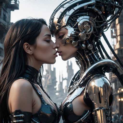 biomechanical cyberpunk closeup a young girl couple kissing (deep kiss:1.8), ruins of an old magical city in the background, cinematic light and shadows, epic illustration. . cybernetics, human-machine fusion, dystopian, organic meets artificial, dark, intricate, highly detailed-natural, colorful, deformed, sketch, low contrast, watercolorSteps: 8, Sampler: DPM++ SDE Karras, Guidance Scale: 2.5, Seed: 4033251206, Size: 1280x1280, Model: cherrypickerxl_lcm_v02_f16.ckpt, Strength: 1.0, Seed Mode: Scale Alike, Hires Fix: true, First Stage Size: 768x768, Second Stage Strength: 0.7, Target Size: 1280x1280, Crop: (0, 0), Original Size: 1280x1280, Negative Original Size: 640x640, Aesthetic Score: 6,0, Negative Aesthetic Score: 2,5, Zero Negative Prompt: false