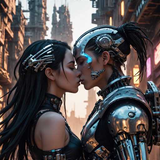 biomechanical cyberpunk closeup a young girl couple kissing (deep kiss:1.8), ruins of an old magical city in the background, cinematic light and shadows, epic illustration. . cybernetics, human-machine fusion, dystopian, organic meets artificial, dark, intricate, highly detailed-natural, colorful, deformed, sketch, low contrast, watercolorSteps: 8, Sampler: DPM++ SDE Karras, Guidance Scale: 2.5, Seed: 902744642, Size: 1280x1280, Model: cherrypickerxl_lcm_v02_f16.ckpt, Strength: 1.0, Seed Mode: Scale Alike, Hires Fix: true, First Stage Size: 768x768, Second Stage Strength: 0.7, Target Size: 1280x1280, Crop: (0, 0), Original Size: 1280x1280, Negative Original Size: 640x640, Aesthetic Score: 6,0, Negative Aesthetic Score: 2,5, Zero Negative Prompt: false