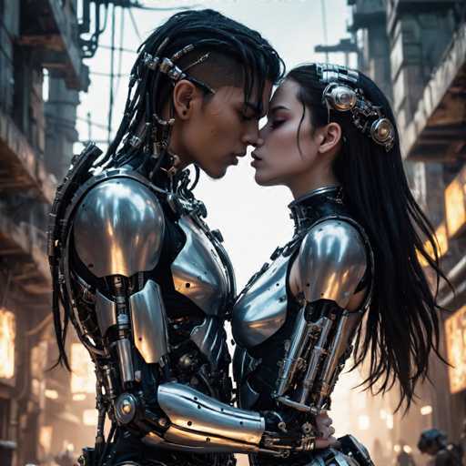 biomechanical cyberpunk closeup a young girl couple kissing (deep kiss:1.8), ruins of an old magical city in the background, cinematic light and shadows, epic illustration. . cybernetics, human-machine fusion, dystopian, organic meets artificial, dark, intricate, highly detailed-natural, colorful, deformed, sketch, low contrast, watercolorSteps: 8, Sampler: DPM++ SDE Karras, Guidance Scale: 2.5, Seed: 2310515362, Size: 1280x1280, Model: cherrypickerxl_lcm_v02_f16.ckpt, Strength: 1.0, Seed Mode: Scale Alike, Hires Fix: true, First Stage Size: 768x768, Second Stage Strength: 0.7, Target Size: 1280x1280, Crop: (0, 0), Original Size: 1280x1280, Negative Original Size: 640x640, Aesthetic Score: 6,0, Negative Aesthetic Score: 2,5, Zero Negative Prompt: false