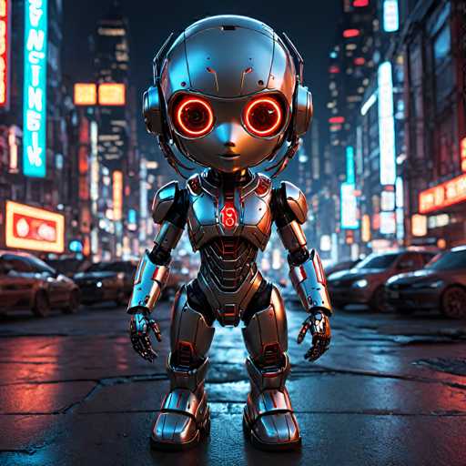 UHD, 8K, ultra detailed, a cinematic photograph of A chibi cyberpunk robot, her metallic body covered in intricate circuitry and glowing LED lights. She wears a long coat made from polished titanium plates, her eyes hidden behind red lens goggles. Her short bob is made of flexible wires that can change color at will. She carries a large wrench as her primary weapon, which she uses to repair damaged systems and smash through obstacles. In the style of Syd Mead., beautiful lighting, great composition-ugly, deformed, noisy, blurrySteps: 8, Sampler: DPM++ SDE Karras, Guidance Scale: 1.8, Seed: 2891838588, Size: 1024x1024, Model: juggernautxl_juggxrundiffusion_f16.ckpt, Strength: 1.0, Seed Mode: Scale Alike, Upscaler: realesrgan_x2plus_f16.ckpt, Target Size: 1024x1024, Crop: (0, 0), Original Size: 1024x1024, Negative Original Size: 512x512, Aesthetic Score: 6.0, Negative Aesthetic Score: 2.5, Zero Negative Prompt: false