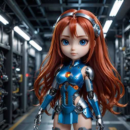 UHD, 8K, ultra detailed, a cinematic photograph of A chibi robot girl character with long, flowing red hair and exposed circuitry, wearing a short, revealing blue dress. She's holding a wrench and has a seductive expression on her face as she looks at the viewer., beautiful lighting, great composition-ugly, deformed, noisy, blurrySteps: 8, Sampler: DPM++ SDE Karras, Guidance Scale: 1.8, Seed: 583801265, Size: 1024x1024, Model: realvisxl_v40_lightning_f16.ckpt, Strength: 1.0, Seed Mode: Scale Alike, Upscaler: realesrgan_x2plus_f16.ckpt, Target Size: 1024x1024, Crop: (0, 0), Original Size: 1024x1024, Negative Original Size: 512x512, Aesthetic Score: 6.0, Negative Aesthetic Score: 2.5, Zero Negative Prompt: false