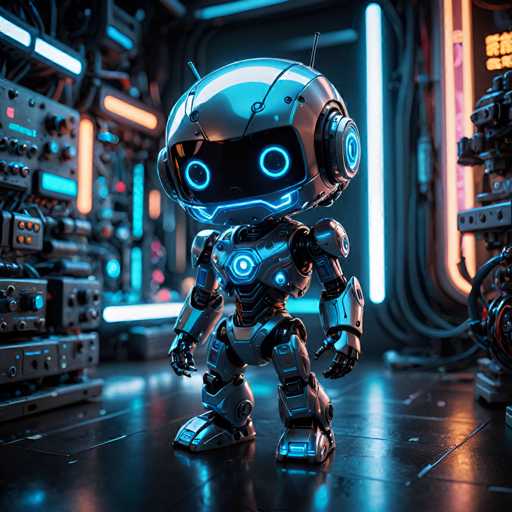 UHD, 8K, ultra detailed, a cinematic photograph of A chibi cyberpunk robot stands in a dimly lit laboratory, its metallic body reflecting the flickering glow of neon lights. Its eyes are twin orbs of glowing blue, and its mouth curves into a smile as it activates its latest creation: a miniature chibi humanoid made entirely of data streams and circuitry. In the style of Katsuhiro Otomo., beautiful lighting, great composition-ugly, deformed, noisy, blurrySteps: 10, Sampler: DPM++ SDE Karras, Guidance Scale: 2.0, Seed: 2369855247, Size: 1024x1024, Model: realvisxlv40_v40lightningbakedvae_f16.ckpt, Strength: 1.0, Seed Mode: Scale Alike, Upscaler: realesrgan_x2plus_f16.ckpt, Target Size: 1024x1024, Crop: (0, 0), Original Size: 1024x1024, Negative Original Size: 512x512, Aesthetic Score: 6.0, Negative Aesthetic Score: 2.5, Zero Negative Prompt: false